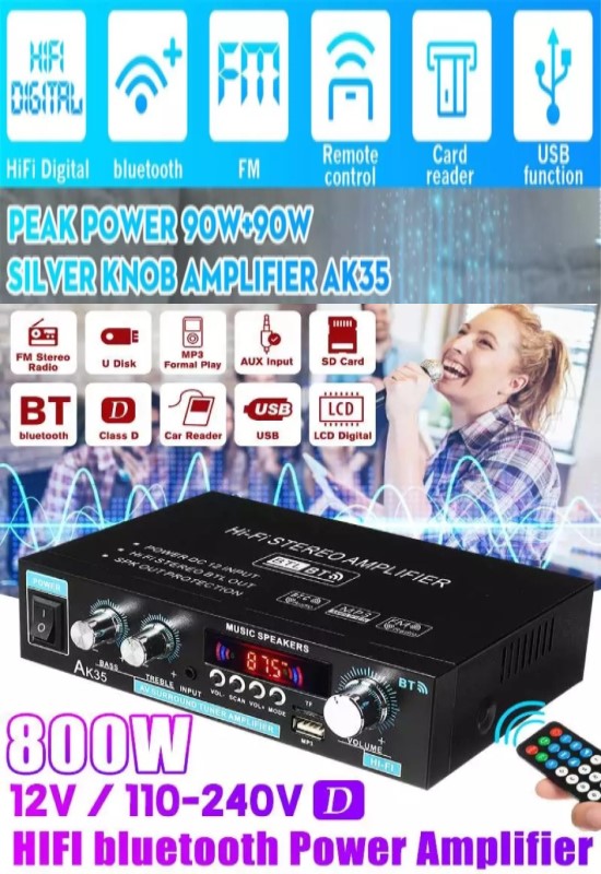 Judas 800W/2KANAL Audio Bluetooth 5.0 LCD Ekran Stereo Amfi